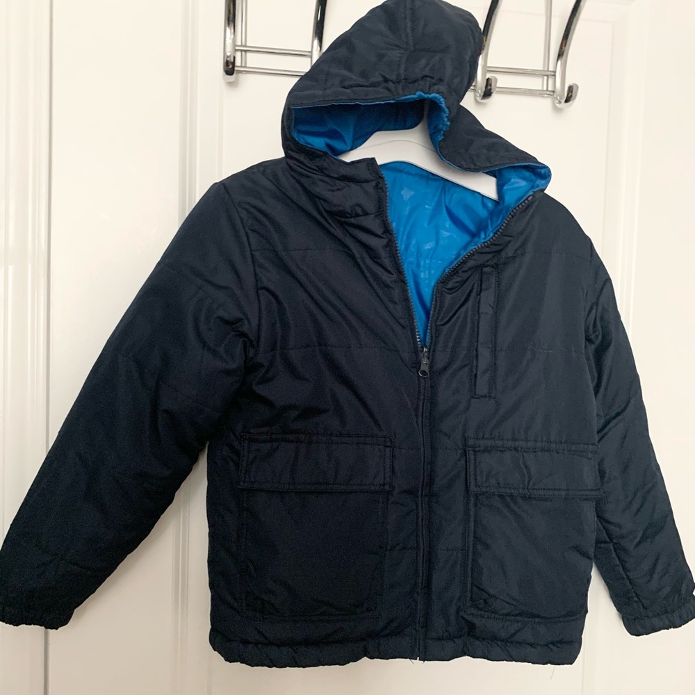 Kids Black and Blue Hooded Jacket